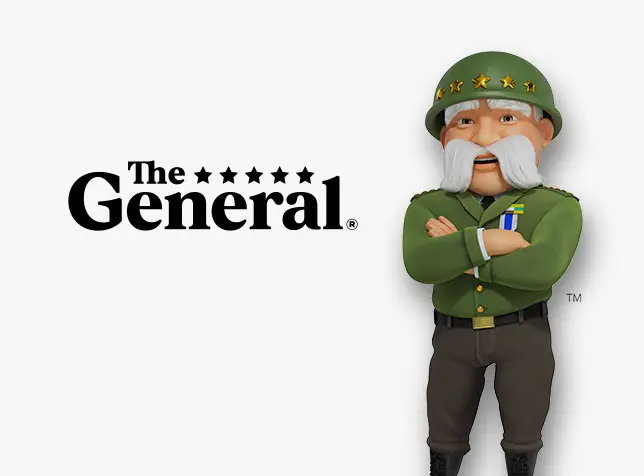 The General standing next to The General logo