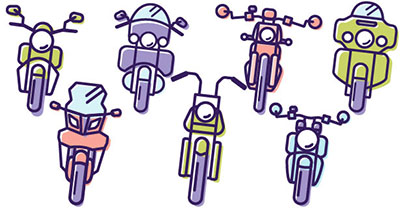 Illustration of seven motorcycle types