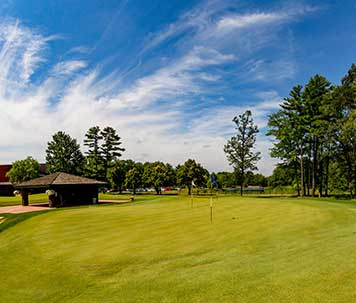 Practice putting green at SentryWorld