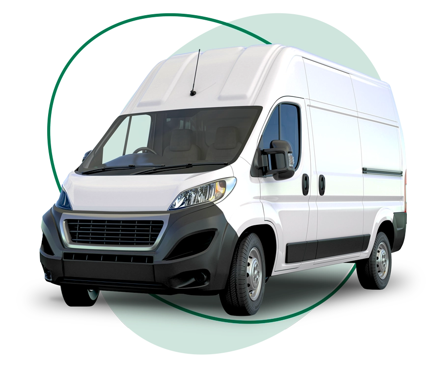 commercial-auto-transparent-circle-texture-LG delivery van on green circular graphic