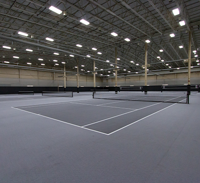 Tennis courts in the SentryWorld fieldhouse