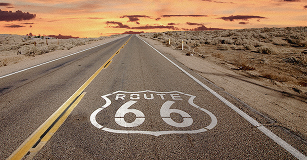 Road with Route 66 written on it