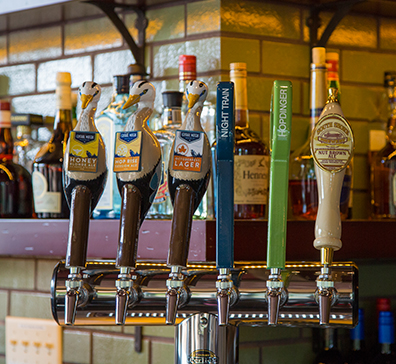 Beer options on tap at the PJ's bar