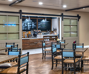 Seating and ordering station at the Library Café