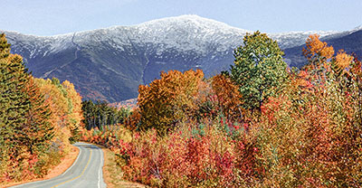 Road leading to Mount Washington in autumn