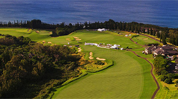 Aerial view of The Plantation Course at Kapalua for The Sentry golf tournament