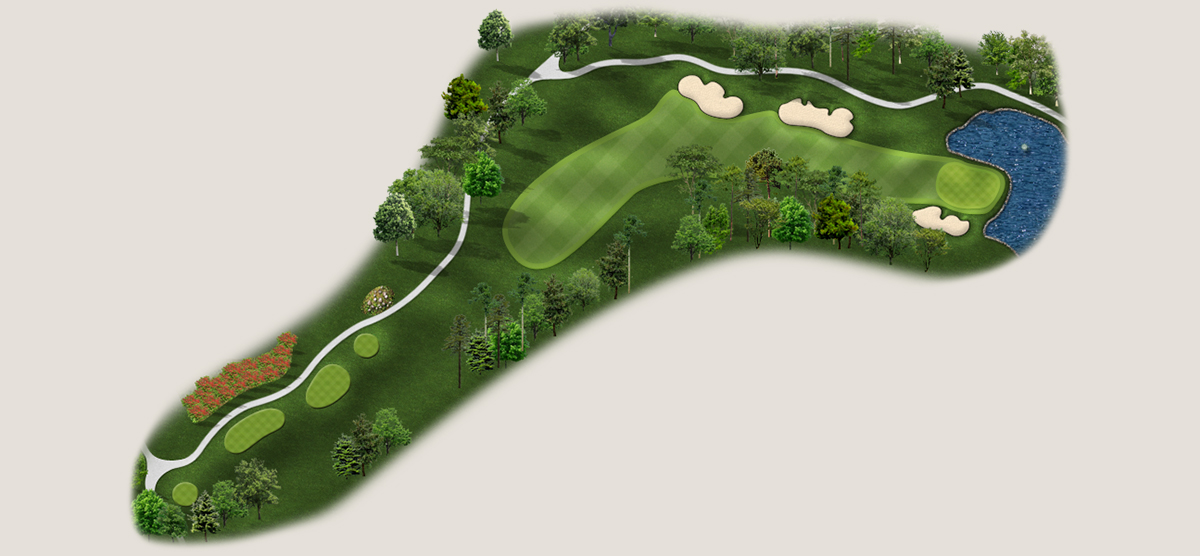 Aerial map of the seventeenth hole at the SentryWorld golf course