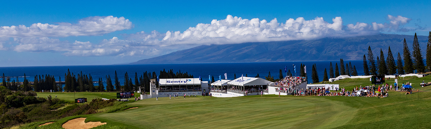 People spectating The Sentry golf tournament in Hawaii