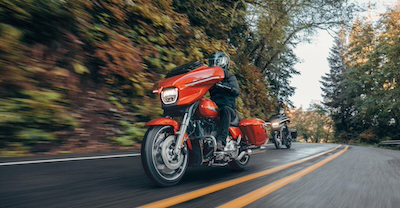 Two motorcyclists on road with forest