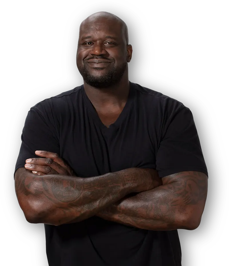 Shaq-blk-shirt-crossed-arms-2021-shoot-LG Shaq with his arms crossed.