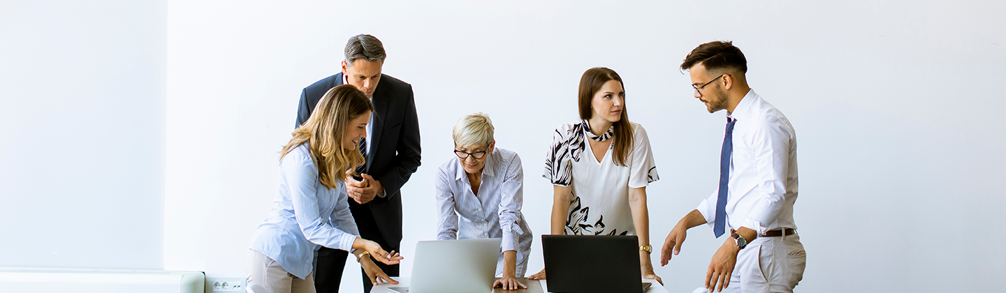 Group of people looking at laptops