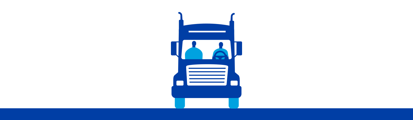 Truck with driver and passenger illustration