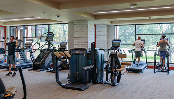 The Inn fitness area equipment. 