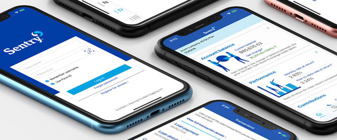 iPhones with the Sentry mobile app on-screen