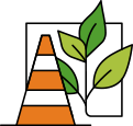 Icon of a safety cone and plant