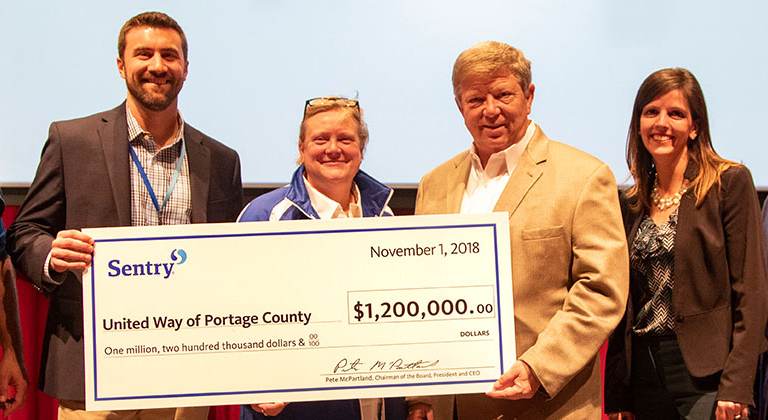 Sentry Insurance United Way donation in 2018