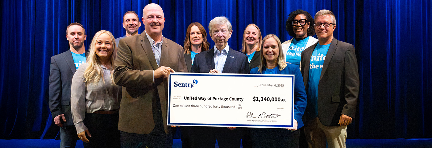 United Way Check presentation group photo