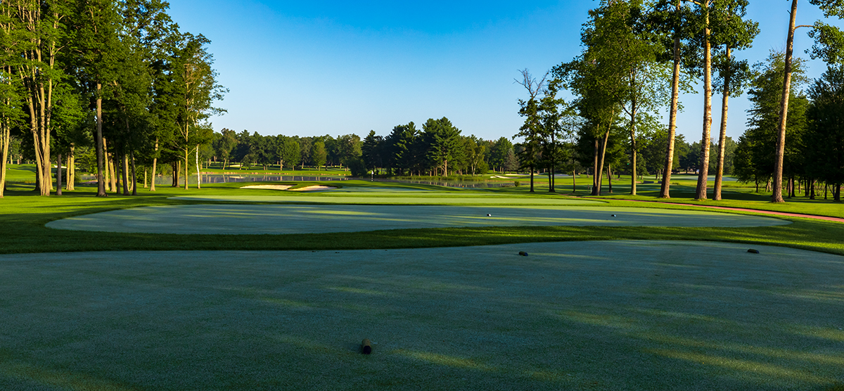 Third hole fairway from the tee box at the SentryWorld golf course