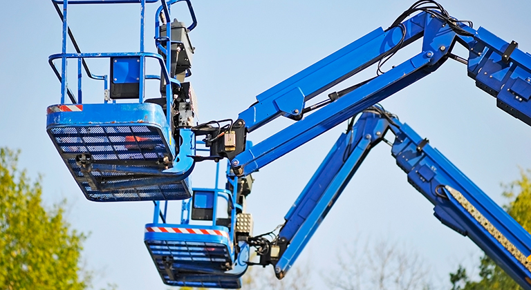 Two blue lift baskets