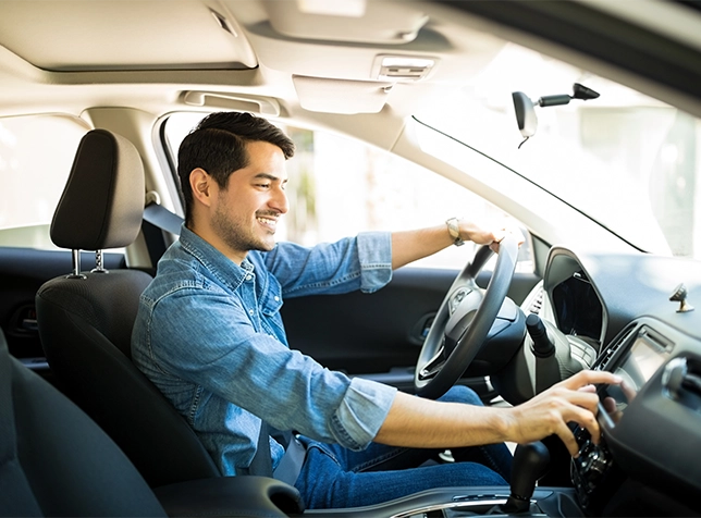Man driving a car