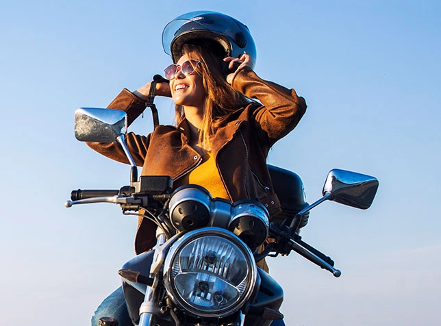 Woman on a motorcycle
