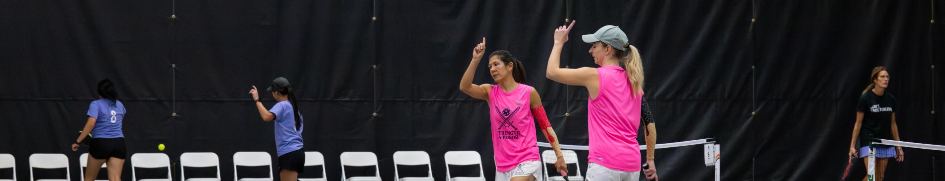 Two women pickleball players at SentryWorld.