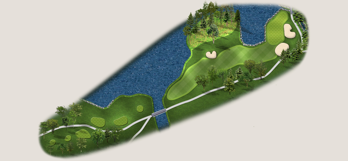 Aerial map of the fourth hole at the SentryWorld golf course