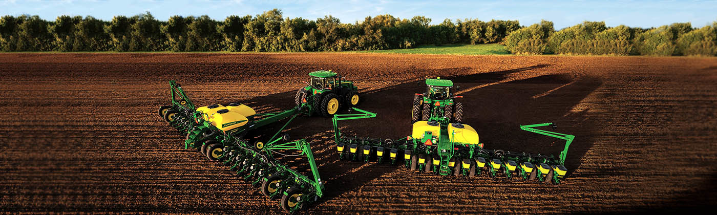 Farming equipment in field.