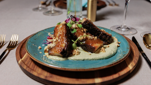 50-50-library-evenings-597x339 The Library Pork Belly dish.