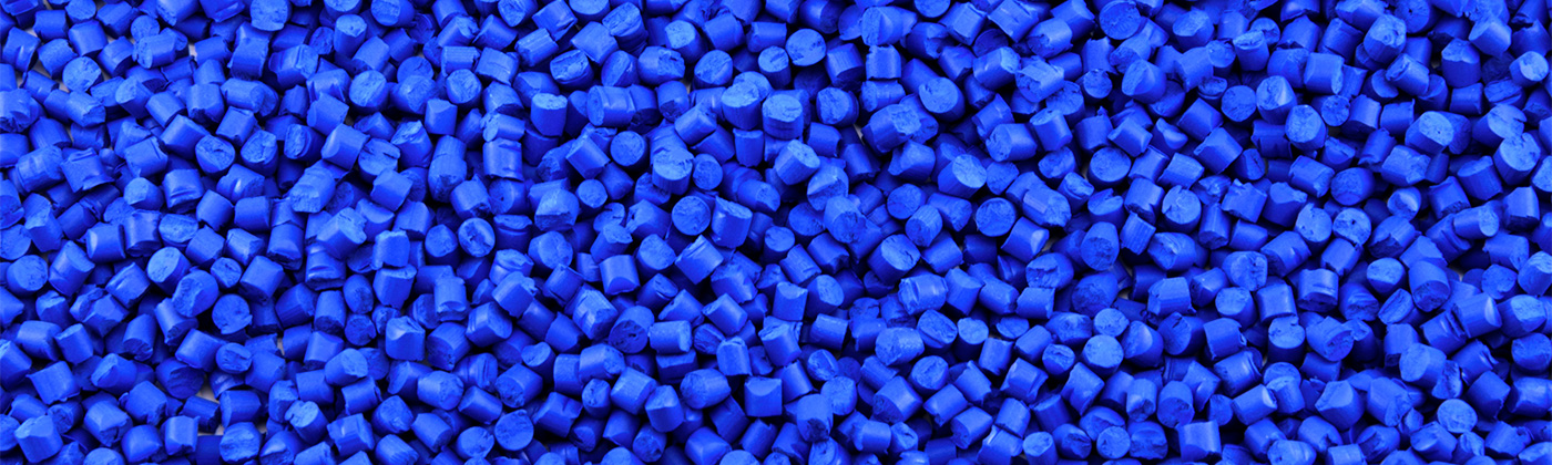 Blue plastic pellets