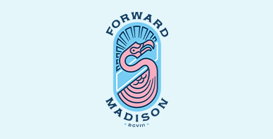 Forward Madison logo featuring a pink flamingo