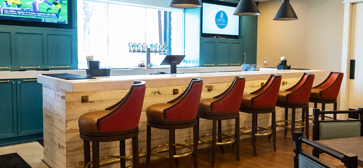 Bar seating in the Library Cafe