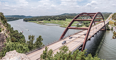 Aerial view of bridge