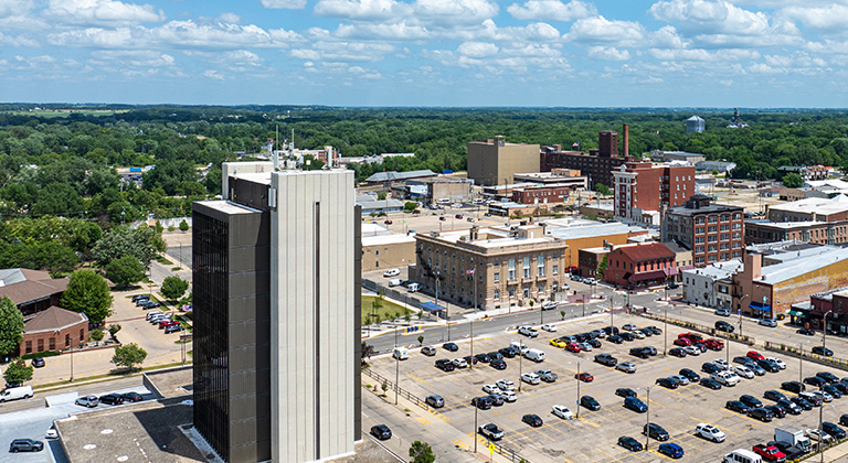 Aerial view of Freeport, Illinois