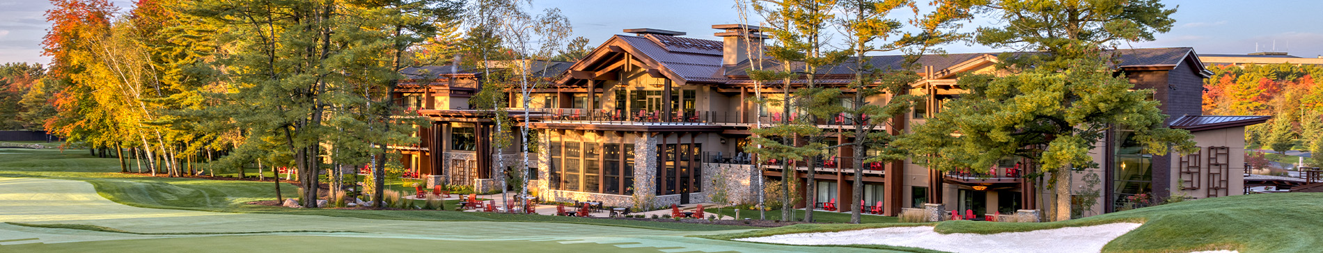 Back of The Inn at SentryWorld from the golf course