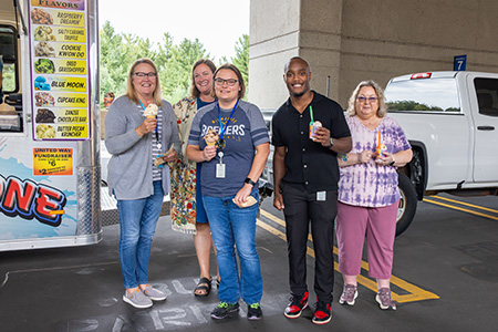 Associates enjoying ice cream at the Sentry home office in Stevens Point, Wisconsin.