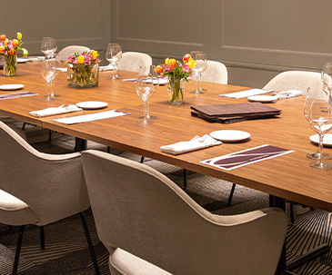 Dining table set in the Muse private dining room