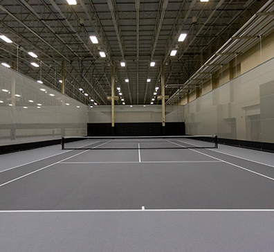 Tennis courts in the fieldhouse at SentryWorld