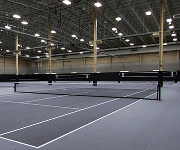 Tennis courts in the fieldhouse at SentryWorld