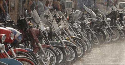 Motorcycles in the rain