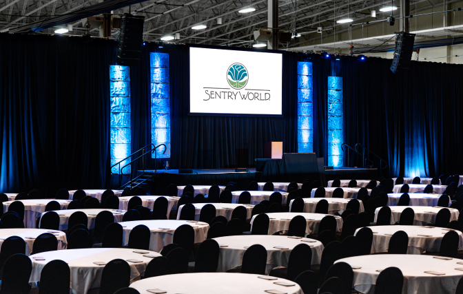 hero-corporate-events-672x427 Tables set in the Fieldhouse for an event.