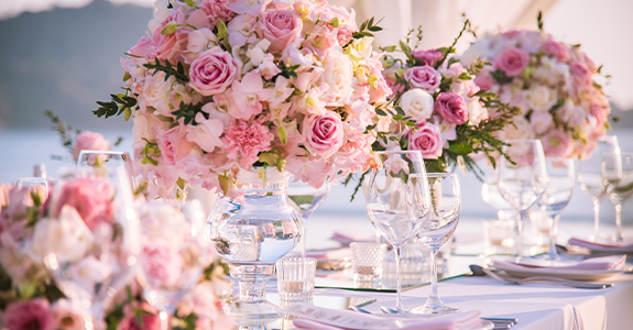 Wedding flowers on a table