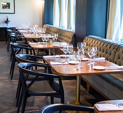 Booth seating in the Muse dining area