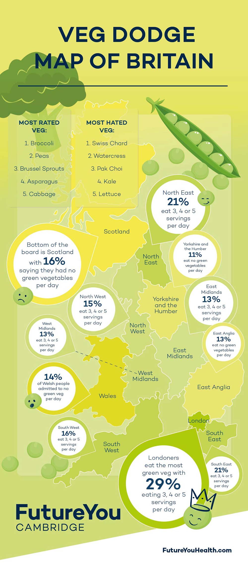 Vegetable map of Britain survey infographic