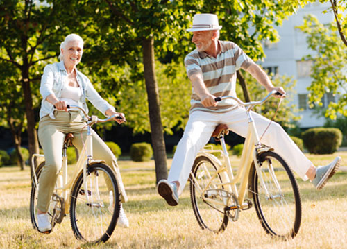 Couple out bicycling