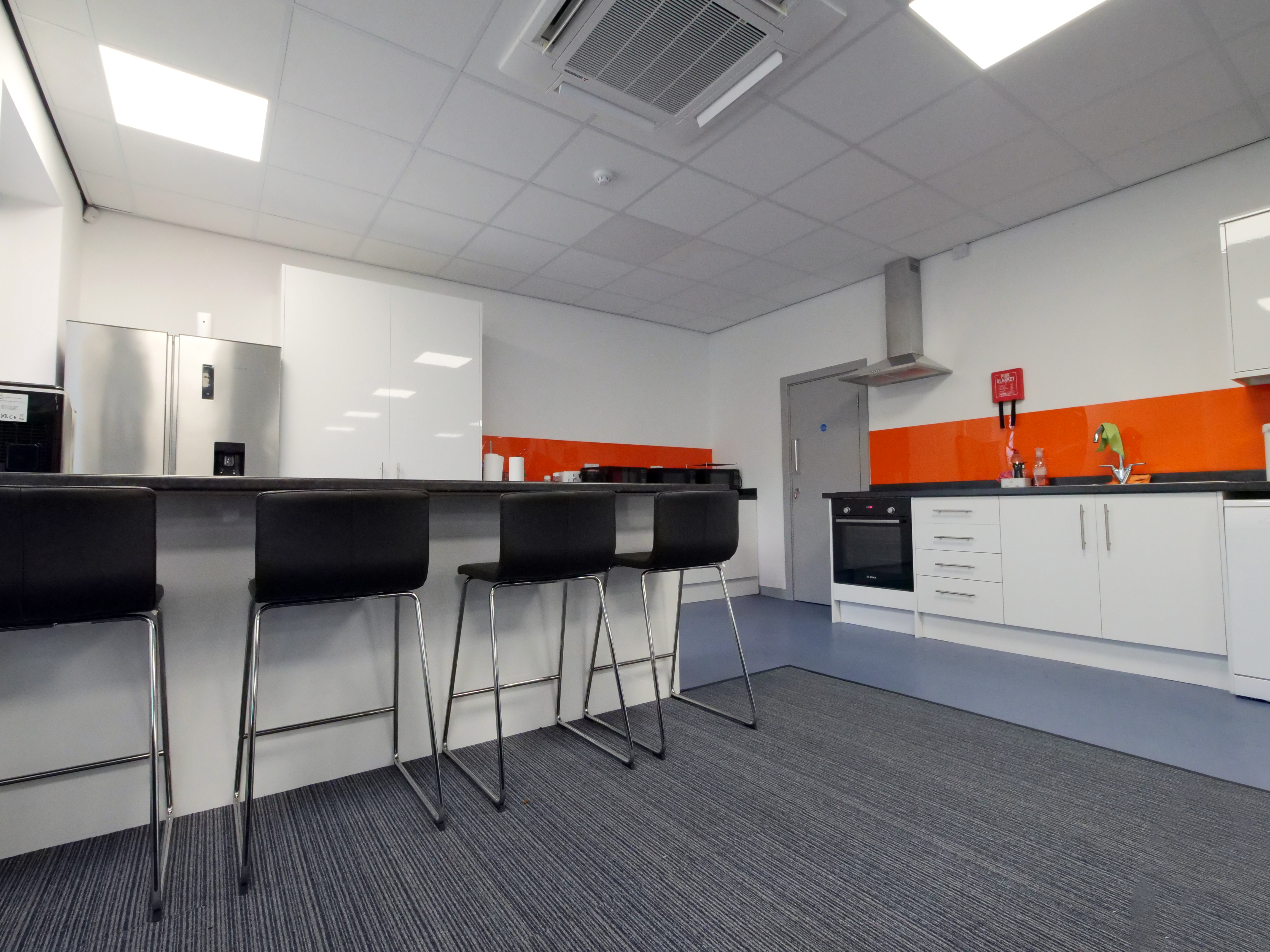 Venue kitchen with breakfast bar