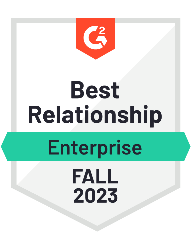 G2 Badge - Best Relationship, Fall 2023