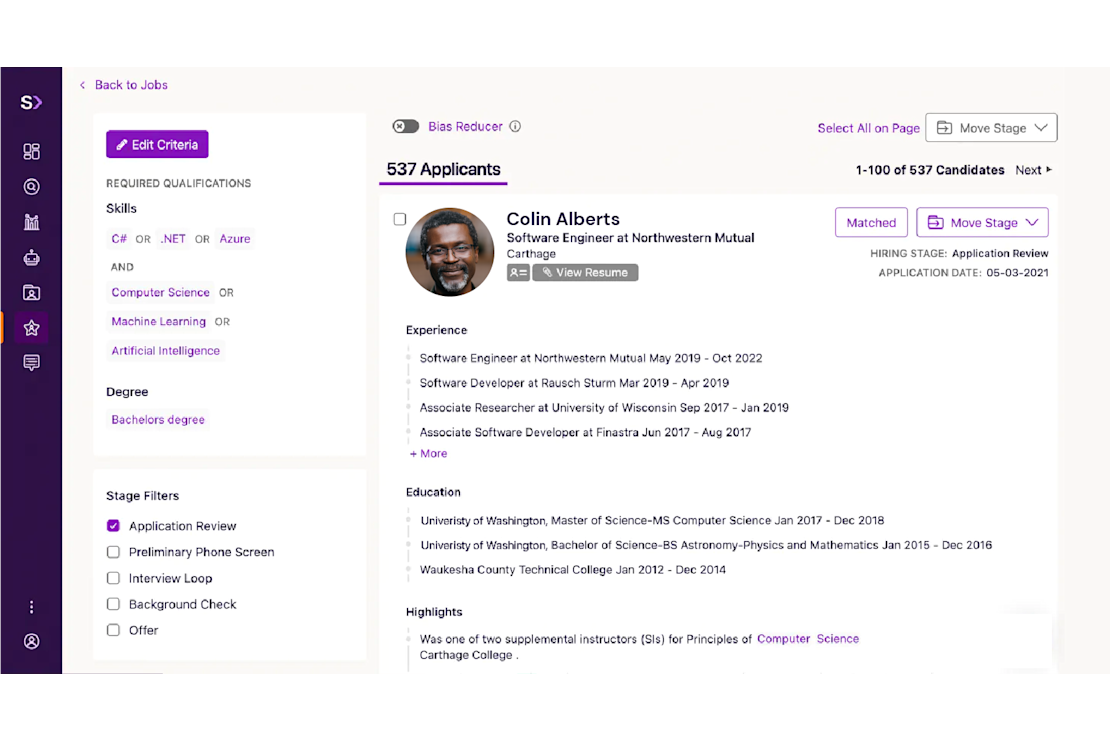 Recruiter Efficiency with Smart Match and Applicant Review