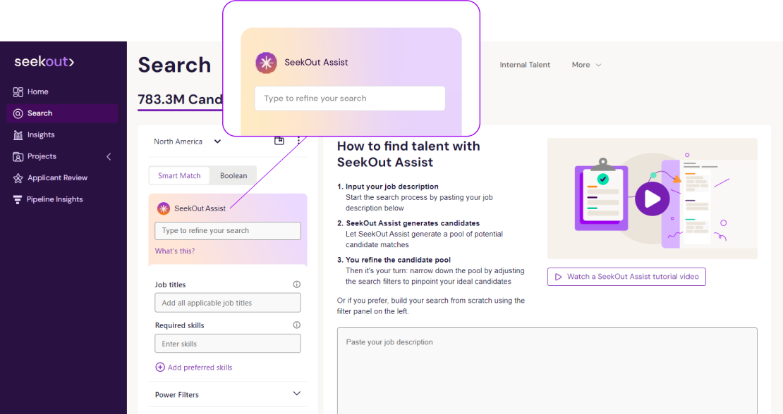 A close-up look at SeekOut's candidate search interface