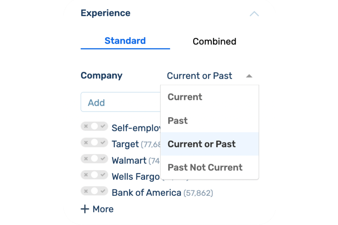 SeekOut application's filters.